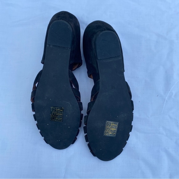 Black Suede Wedge Lace-Up Sandals - Picture 3 of 4